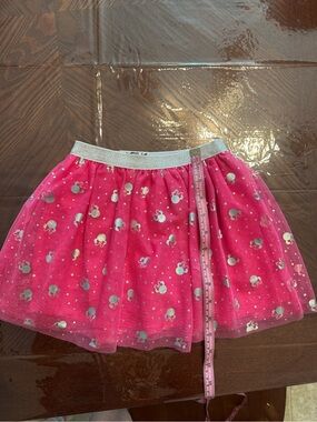 Disney Hot Pink Tulle Skirt with Silver Glitter Waistband